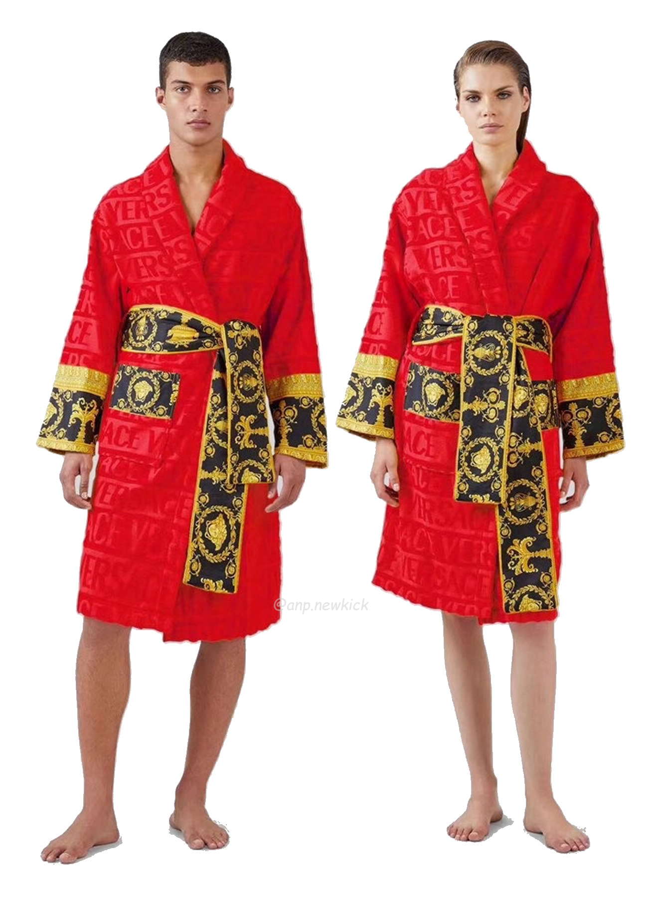 Versace Baroque Logo Jacquard Cotton Bathrobe (8) - newkick.vip